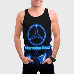 Майка-безрукавка мужская Mercedes-benz blue neon, цвет: 3D-черный — фото 2