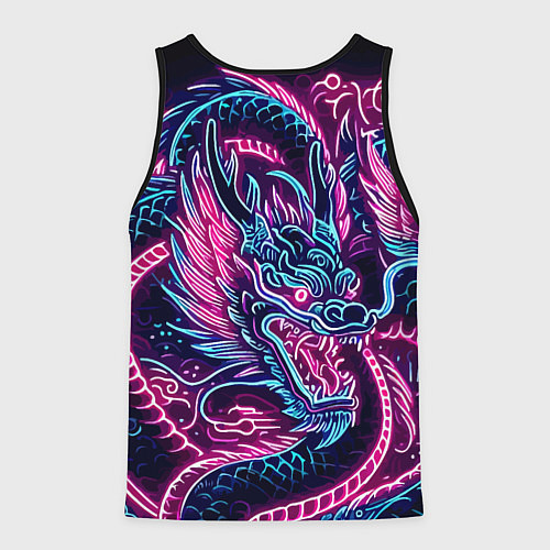 Мужская майка без рукавов Neon Japanese dragon - irezumi / 3D-Черный – фото 2