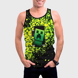Майка-безрукавка мужская Minecraft зелёные краски, цвет: 3D-черный — фото 2