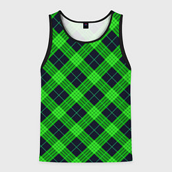 Майка-безрукавка мужская Шотландка сине-зелёный, цвет: 3D-черный
