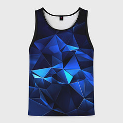 Майка-безрукавка мужская Синие мелкие осколки калейдоскоп, цвет: 3D-черный