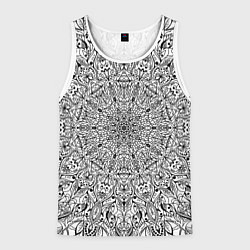 Майка-безрукавка мужская Мандала чёрно-белый, цвет: 3D-белый