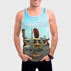 Майка-безрукавка мужская Chicken Gun - shooter, цвет: 3D-белый — фото 2