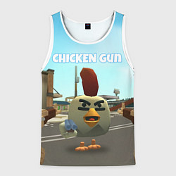 Майка-безрукавка мужская Chicken Gun - shooter, цвет: 3D-белый