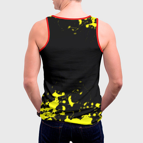 Мужская майка без рукавов Borussia краски жёлтые / 3D-Красный – фото 4