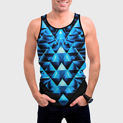 Майка-безрукавка мужская Синие абстрактные ромбики, цвет: 3D-черный — фото 2