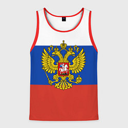Майка-безрукавка мужская Флаг России с гербом, цвет: 3D-красный