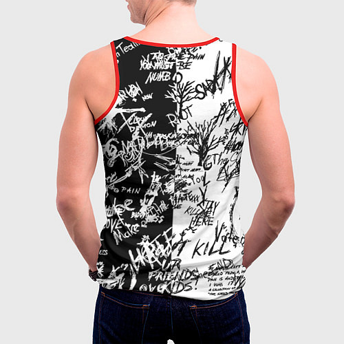 Мужская майка без рукавов Ферн и иероглифы / 3D-Красный – фото 4