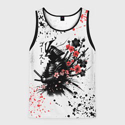Майка-безрукавка мужская Ghost of Tsushima - sakura samurai ghost, цвет: 3D-черный