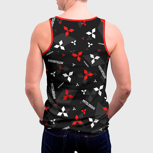 Мужская майка без рукавов Mitsubishi - logo pattern / 3D-Красный – фото 4