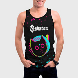 Майка-безрукавка мужская Sabaton - rock star cat, цвет: 3D-черный — фото 2