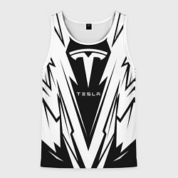 Майка-безрукавка мужская Tesla - black and white, цвет: 3D-белый