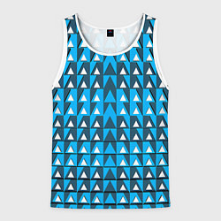 Майка-безрукавка мужская Узор из треугольников синий, цвет: 3D-белый