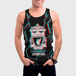 Майка-безрукавка мужская Liverpool FC в стиле glitch на темном фоне, цвет: 3D-черный — фото 2