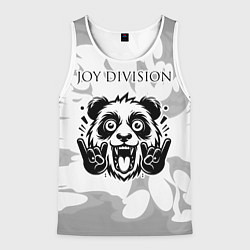 Майка-безрукавка мужская Joy Division рок панда на светлом фоне, цвет: 3D-белый