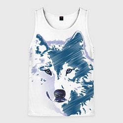 Майка-безрукавка мужская Волк темно-синий, цвет: 3D-белый