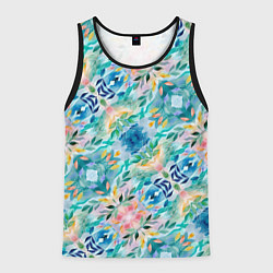 Майка-безрукавка мужская Абстрактные розовые акварельные тюльпаны, цвет: 3D-черный
