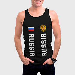 Майка-безрукавка мужская Россия три полоски на черном фоне, цвет: 3D-черный — фото 2