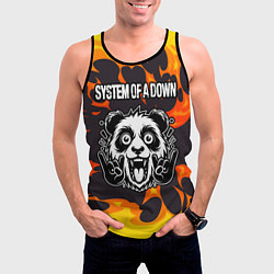 Майка-безрукавка мужская System of a Down рок панда и огонь, цвет: 3D-черный — фото 2
