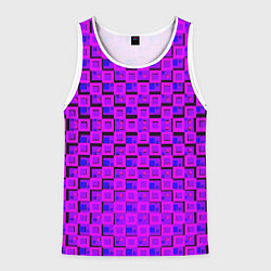 Майка-безрукавка мужская Фиолетовые квадраты на чёрном фоне, цвет: 3D-белый