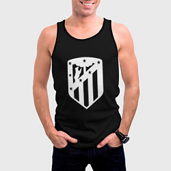 Майка-безрукавка мужская Атлетико Мадрид белое лого фк, цвет: 3D-черный — фото 2