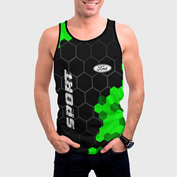 Майка-безрукавка мужская Ford green sport hexagon, цвет: 3D-черный — фото 2