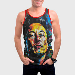 Майка-безрукавка мужская Граффити портрет Илона Маска, цвет: 3D-красный — фото 2