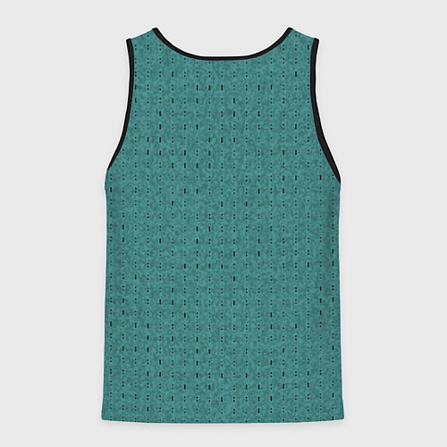 Мужская майка без рукавов Тёмно-бирюзовый в мелкую полосочку / 3D-Черный – фото 2