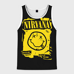 Майка-безрукавка мужская Nirvana - смайлик, цвет: 3D-белый