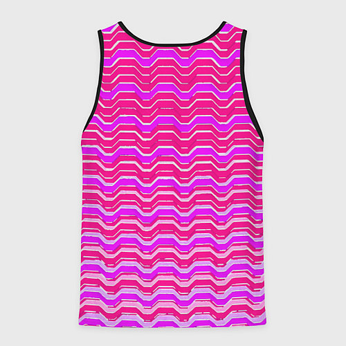 Мужская майка без рукавов Розовые линии и белые полосы / 3D-Черный – фото 2