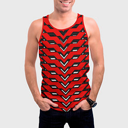 Майка-безрукавка мужская Красная броня с белыми прорезями, цвет: 3D-красный — фото 2