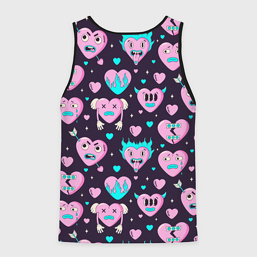 Мужская майка без рукавов Паттерн с арт сердцами / 3D-Черный – фото 2