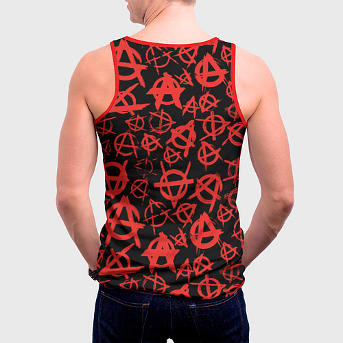 Мужская майка без рукавов Узор анархия красный / 3D-Красный – фото 4