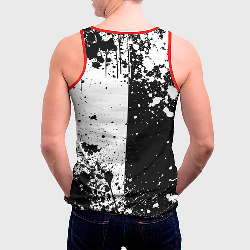 Мужская майка без рукавов Стальной алхимик - брызги черно-белые / 3D-Красный – фото 4