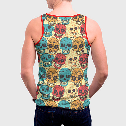 Мужская майка без рукавов День мёртвых / 3D-Красный – фото 4