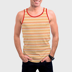 Майка-безрукавка мужская Светлый жёлто-оранжевый в полоску, цвет: 3D-красный — фото 2