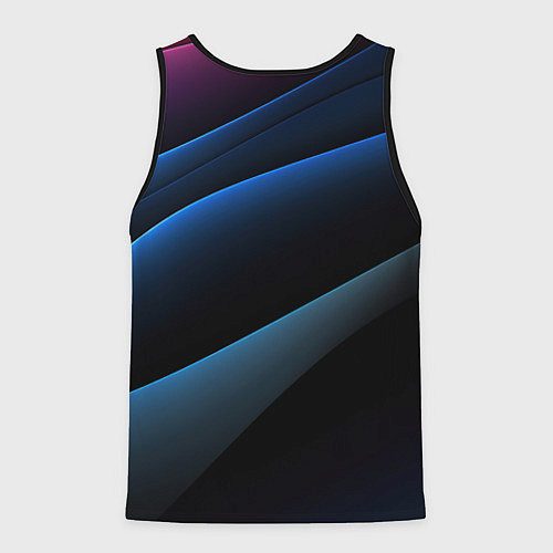 Мужская майка без рукавов Синий стильный абстрактный геометрический стиль на / 3D-Черный – фото 2