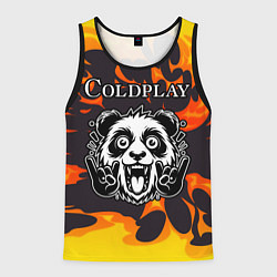 Майка-безрукавка мужская Coldplay рок панда и огонь, цвет: 3D-черный