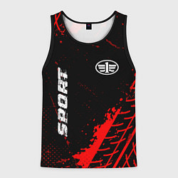 Майка-безрукавка мужская FAW red sport tires, цвет: 3D-черный