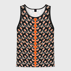 Майка-безрукавка мужская Оранжевые киберпанк ячейки на чёрном фоне, цвет: 3D-черный