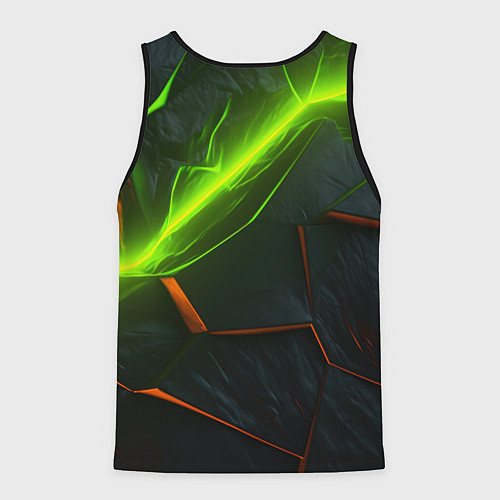 Мужская майка без рукавов Green neon abstract geometry / 3D-Черный – фото 2