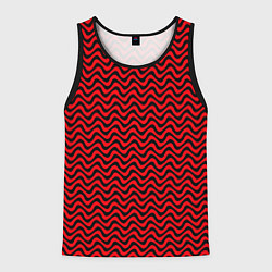 Майка-безрукавка мужская Чёрно-красный искажённые полосы, цвет: 3D-черный