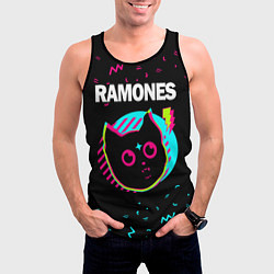 Майка-безрукавка мужская Ramones - rock star cat, цвет: 3D-черный — фото 2
