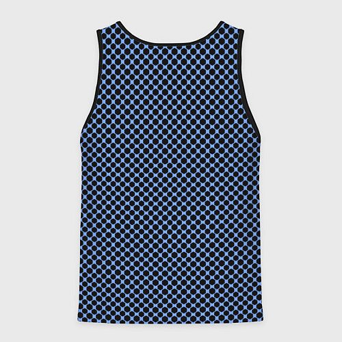 Мужская майка без рукавов Паттерн чёрно-голубой мелкие шестигранники / 3D-Черный – фото 2