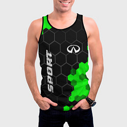Майка-безрукавка мужская Infiniti green sport hexagon, цвет: 3D-черный — фото 2