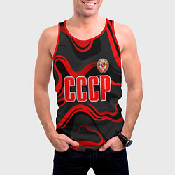 Майка-безрукавка мужская СССР - red stripes, цвет: 3D-красный — фото 2
