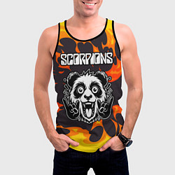 Майка-безрукавка мужская Scorpions рок панда и огонь, цвет: 3D-черный — фото 2