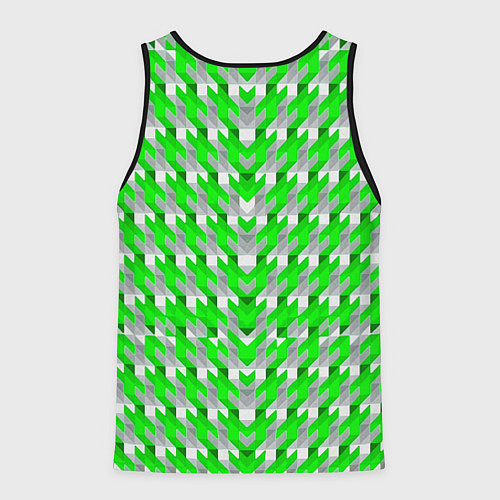 Мужская майка без рукавов Зелёно-белый паттерн / 3D-Черный – фото 2