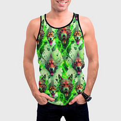 Майка-безрукавка мужская Волки эпический паттерн, цвет: 3D-черный — фото 2