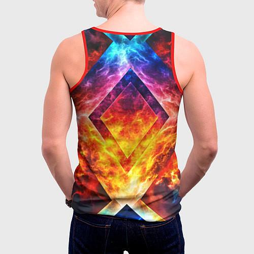 Мужская майка без рукавов Красочный неоновый узор с огнем на фоне / 3D-Красный – фото 4